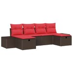 vidaXL Ensemble de canapé de jardin 6 Pièces Marron Poly rotin