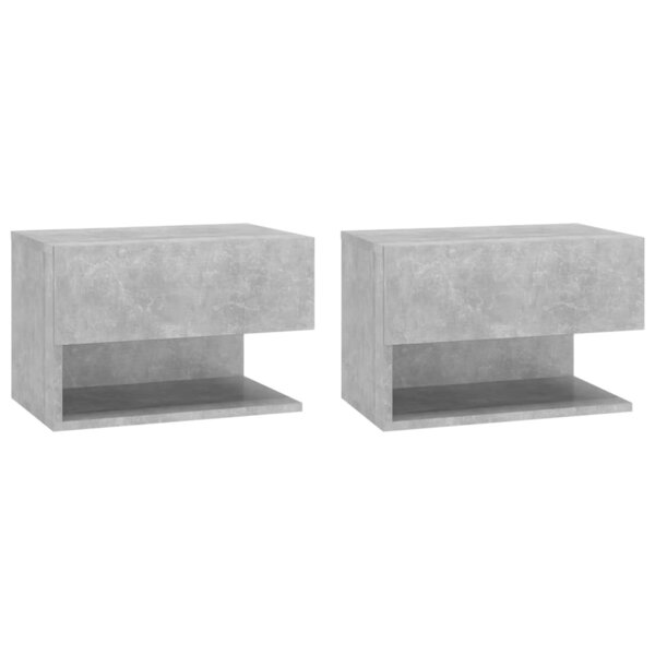 vidaXL Tables de chevet murales 2 Pièces Gris béton