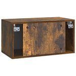 vidaXL Meuble TV mural Chêne fumé 59 5 x 31 x 30 cm Bois d'ingénierie