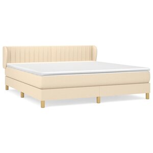 vidaXL Sommier à lattes de lit avec matelas Crème 180x200 cm Tissu