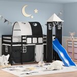 vidaXL Lit mezzanine enfants et tour sans matelas blanc noir 80x200cm