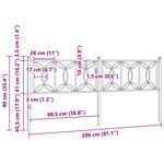 vidaXL Tête de lit de remplacement métal noir 200 cm