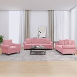 vidaXL Ensemble de canapés 3 Pièces avec coussins rose velours