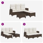 vidaXL Salon de jardin 3 Pièces avec coussins forme L marron polyrotin