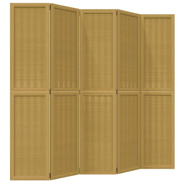 vidaXL Cloison de séparation 5 panneaux marron bois paulownia massif