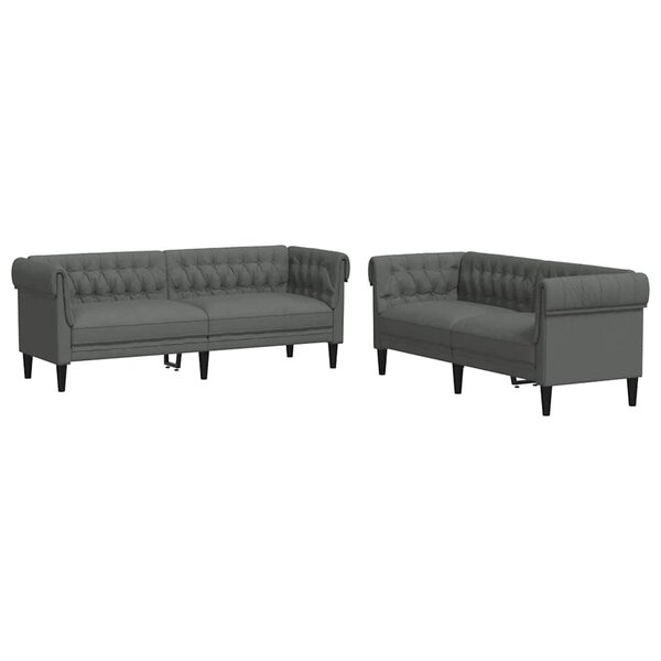 vidaXL Canapé de salon 2 Pièces Gris foncé 201 5 x 74 5 x 74 5 cm tissu