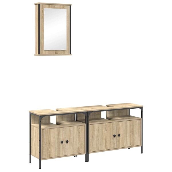 vidaXL Ensemble de mobilier de salle de bain avec étagère 3 Pièces Marron