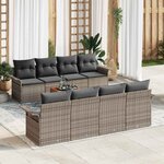 vidaXL Ensemble de canapé de jardin 9 Pièces Gris Poly rotin