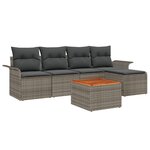 vidaXL Ensemble de canapé de jardin de 6 pièces avec coussins en rotin gris d'Acacia