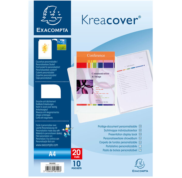 Porte vues 20Vues PP0,8mm Krea Cover Blc EXACOMPTA