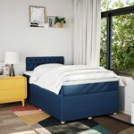 vidaXL Sommier à lattes de lit avec matelas bleu 120x190 cm tissu
