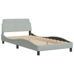 vidaXL Cadre de lit Dover gris clair 100x190 cm velours