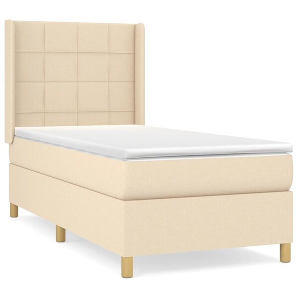 vidaXL Sommier à lattes de lit et matelas Crème 90x190 cm Tissu