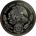 Pièce de monnaie en Argent 2 Dollars g 31.1 (1 oz) Millésime 2025 AZTEC EMPEROR CUAUHTÉMOC