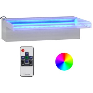 vidaXL Déversoir pour cascade avec LED RVB Inox 30 cm