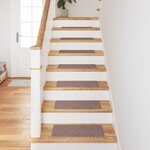 vidaXL Tapis Antidérapants pour Escaliers 15 Pièces Marron clair