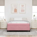 vidaXL Cadre de lit avec matelas Rose 160 x 200 cm tissu