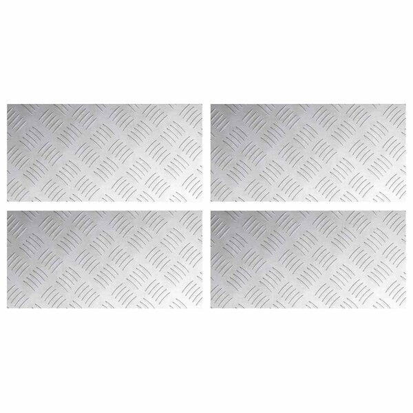 vidaXL Plaques à damier 4 Pièces Argent 40 x 20 cm Aluminium