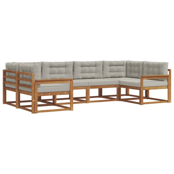vidaXL Ensemble de canapés d'extérieur 6 pc Gris Naturel et Clair