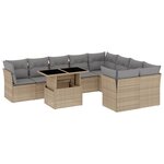 vidaXL Salon de jardin avec coussins 10 Pièces beige résine tressée