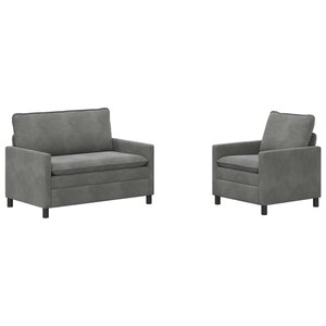 vidaXL Ensemble de Canapés 2 Pièces Gris foncé Velours