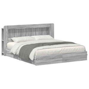 vidaXL Cadre de lit avec rangement Sonoma gris 200 x 200 cm