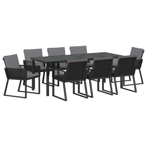 vidaXL Ensemble de salle à manger pour jardin 9 Pièces Noir