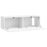 vidaXL Meuble TV mural Montage mural Blanc brillant 98 x 31 x 30 cm
