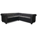 vidaXL Canapé d'angle Chesterfield 5 places Cuir synthétique Noir
