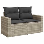 vidaXL Salon de jardin 9 Pièces avec coussins gris clair résine tressée