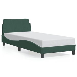 vidaXL Cadre de lit Dover vert foncé 90x200 cm velours