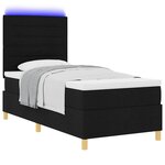 vidaXL Lit à ressort LED avec matelas Noir 80 x 200 cm tissu