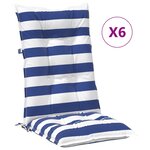 vidaXL Coussin d'extérieur 6 Pièces Bleu et Blanc 120 x 50 x 7 cm Tissu