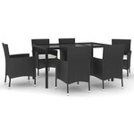 vidaXL Ensemble à manger de jardin coussins 7Pièces Noir Résine tressée