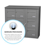 Bloc collectif Leabox  3x3  grade 3  simple face  extérieur  fixation murale  gris poussière ral 7037 finition brillante