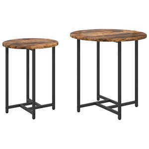 vidaXL Ensemble de tables d'appoint 2 Pièces Chêne fumé et noir