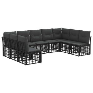 vidaXL Ensemble de canapés d'extérieur Noir Polyester