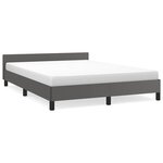 vidaXL Cadre de lit avec tête de lit sans matelas gris 140x200 cm