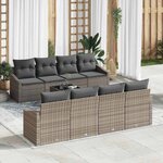 vidaXL Ensemble de canapé de jardin 9 Pièces Gris 55 x 55 x 37 cm