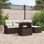 vidaXL Ensemble de canapé de jardin 6 Pièces Marron Poly rotin
