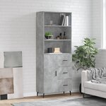 vidaXL Buffet haut Gris béton 69 5x34x180 cm Bois d'ingénierie
