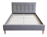 Lit double  en tissu gris rembourre 180 x 200 cm