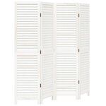 vidaXL Cloison de séparation 4 panneaux blanc bois de paulownia massif