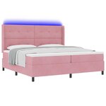 vidaXL Lit à ressorts avec matelas avec LED Rose 200 x 200 cm Velours