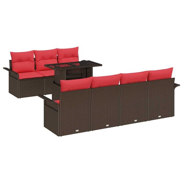 vidaXL Ensemble de canapé de jardin 8 Pièces Marron polyrotin