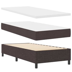 vidaXL Lit à ressorts avec matelas Marron foncé 100 x 200 cm tissu