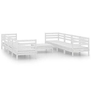 Salon de jardin meuble d'extérieur ensemble de mobilier 9 pièces blanc bois de pin massif 02_0018173