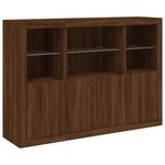 vidaXL Buffets avec lumières LED 3 Pièces chêne brun bois d'ingénierie