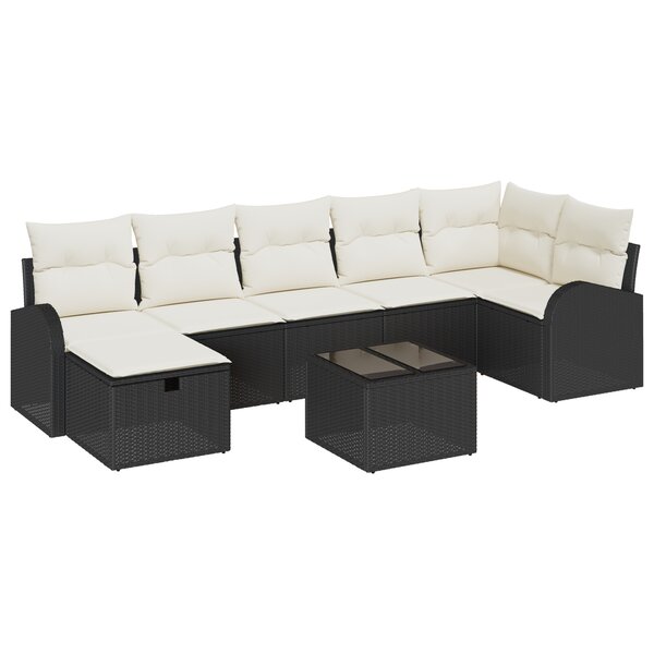 vidaXL Ensemble de canapé de jardin 8 pièces avec coussins en noir poly rattan