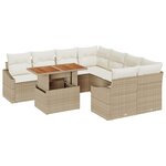 vidaXL Ensemble de canapé de jardin 9 pièces avec coussins beige en poly rattan